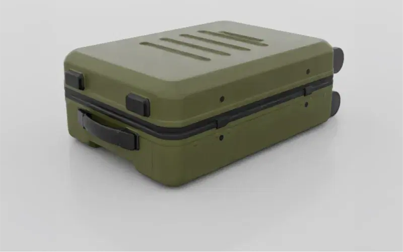 Rigid green suitcase 3D asset
